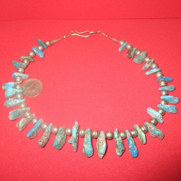 Sterling Silver and Turquoise Handcrafted 18" Necklace - Picture 4 of 4
